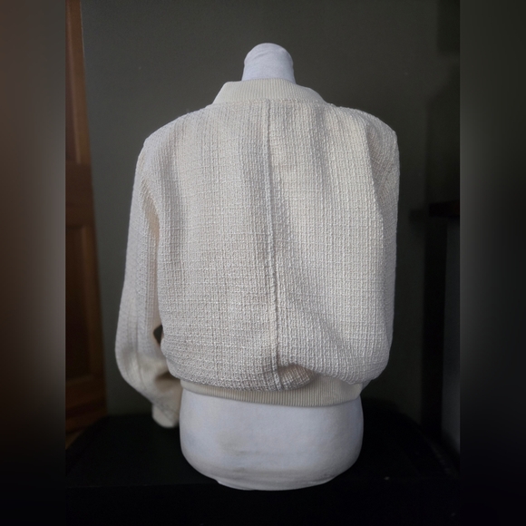 09. Jason Wu Tweed Cropped Bomber Jacket Cream - Picture 6 of 8